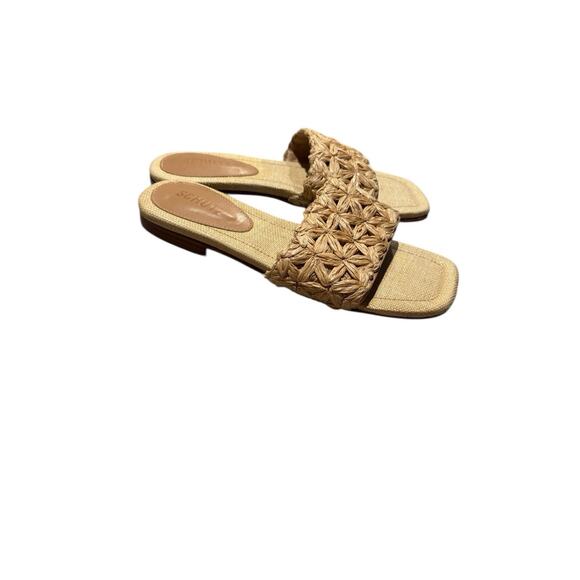 Schutz Womens Ayla Tan Woven Square Toe Slide Sandals Shoes size 7 - Picture 6 of 12